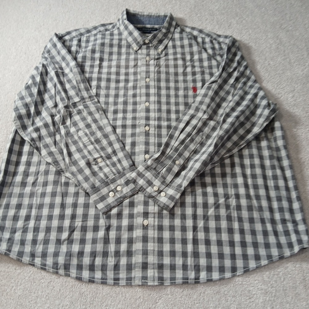 US POLO ASSN Mens Gingham Button Down Shirt Red Horse Logo Size 2XL